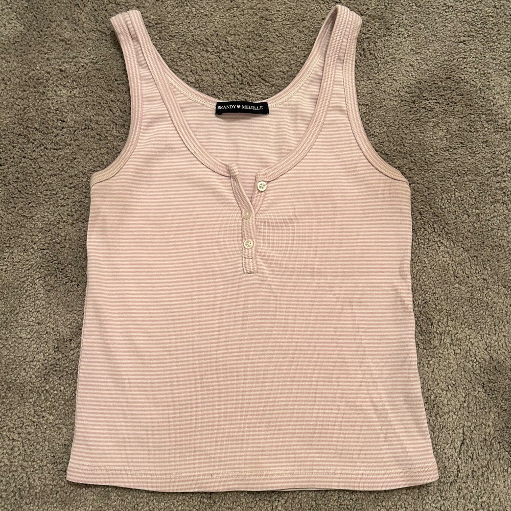 Brandy Melville Striped Button-Up Tank Top